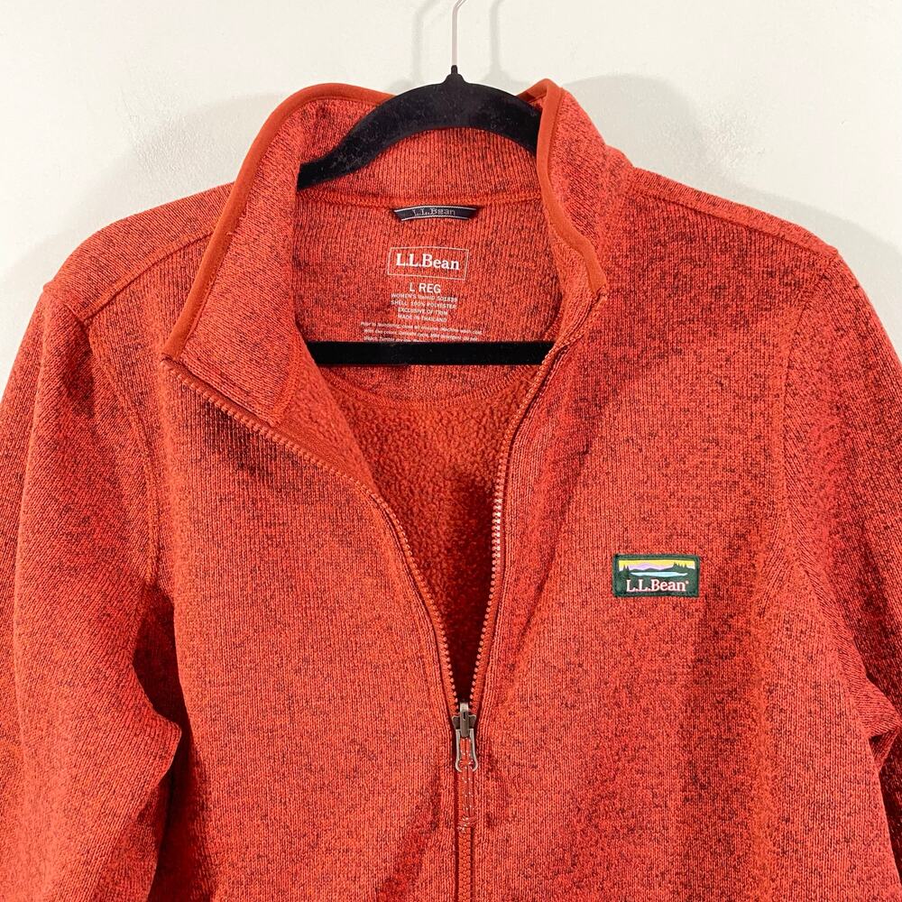 LL Bean Women Burnt Orange Full Zip Fleece Jacket Size L - Picture 2 of 7